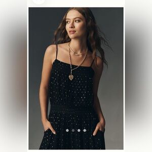 NWT Plenty by Tracy Reese for Anthropologie Black Jumpsuit with Gold Details